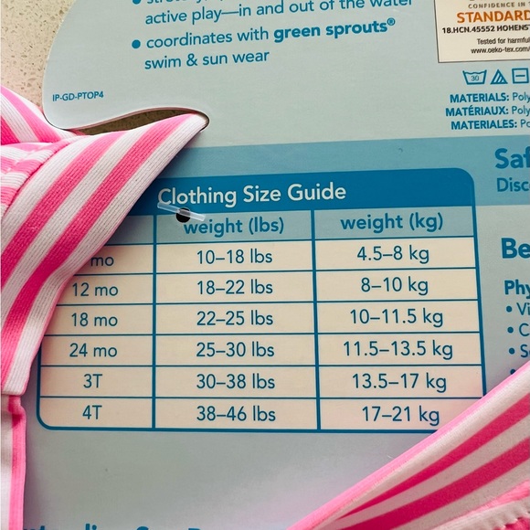 NEW i play. Rashguard Shirt Pink and White Stripes Toddler Girls Size 4T NWT - Picture 12 of 14
